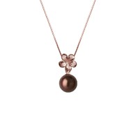 Plumeria Slide with Tahitian Chocolate Pearl in Pink Gold