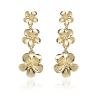 Queen Plumeria Three Flower Diamond Earrings