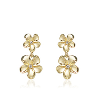 Queen Plumeria Two Flower Diamond Earrings