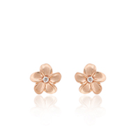 Queen Plumeria Diamond Stud Earrings Pink Gold