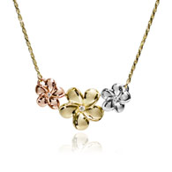 Queen Plumeria Diamond Necklace Tri Gold