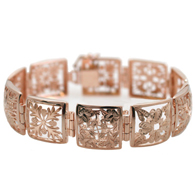 Hawaiian Quilt Bracelet with Smooth Border Pink Gold