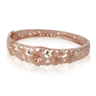 Queen Plumeria Bangle in Pink Gold