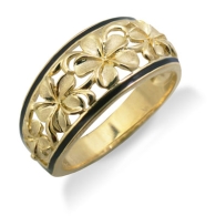 Queen Plumeria Five Flower Gold Ring