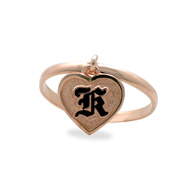 Heart Enameled Initial Pink Gold Ring