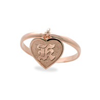 Heart Raised Initial Pink Gold Ring