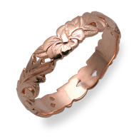 Pink Gold Hibiscus Scallop Edge Ring