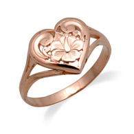 Hibiscus Heart Pink Gold Ring