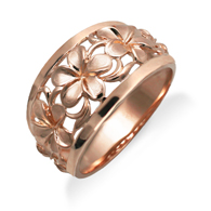 Queen Plumeria Dome Ring Pink Gold