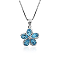 Blue Topaz Plumeria Diamond Necklace