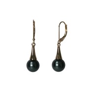 Cone Earrings with Black Tahitian Pearls