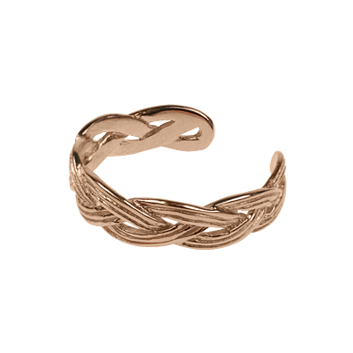 Braided Silver with Pink Gold Finish Toe Ring