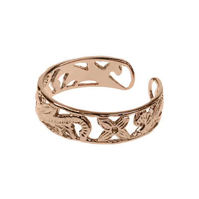 Plumeria Cut Out Silver with Pink Gold Finish Toe Ring