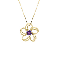 Plumeria Floater Gold Pendant with Amethyst