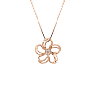 Plumeria Floater Pink Gold Pendant with Diamond