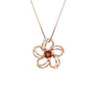 Plumeria Floater Pink Gold Pendant with Citrine