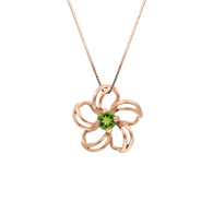Plumeria Floater Pink Gold Pendant with Peridot