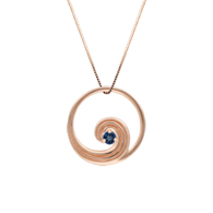 Wave Pink Gold Pendant with Sapphire