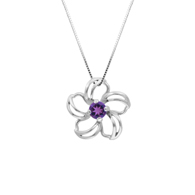 Plumeria Floater White Gold Pendant with Amethyst