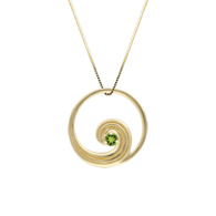 Wave Gold Pendant with Peridot