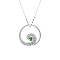 Wave White Gold Pendant with Emerald