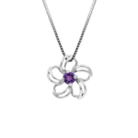 Plumeria Floater Sterling Silver Pendant with Amethyst
