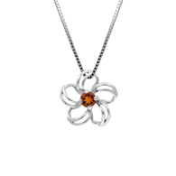 Plumeria Floater Sterling Silver Pendant with Citrine