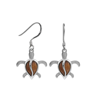Koa Wood Petro Turtle Hook Earrings