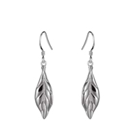 Maile Leaf Silver Hook Earrings
