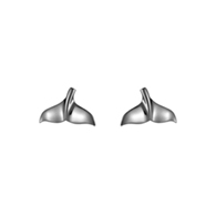 Whale Tail Silver Post Earrings