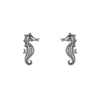 Seahorse Silver Post Earrings