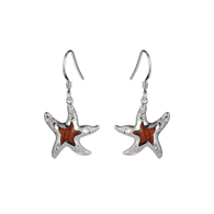 Koa Wood Scroll Starfish Hook Earrings
