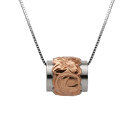 Large Mamo Barrel Silver with Pink Gold Finish Pendant
