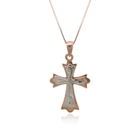 Two Tone Pink Gold Cross