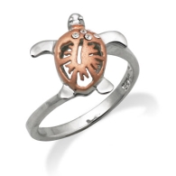 Turtle Hibiscus Two Tone Ring