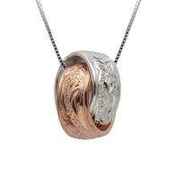 Kamu Barrels Silver with Pink Gold Finish Pendant