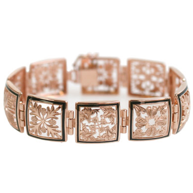 Hawaiian Quilt Bracelet Pink Gold