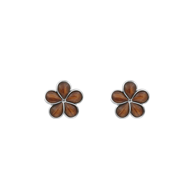 Koa Wood Plumeria Post Earrings