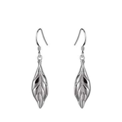 Maile Leaf Silver Hook Earrings