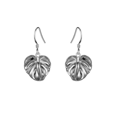 Anthurium Silver Hook Earrings