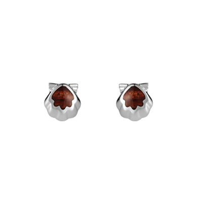 Koa Wood Sunrise Shell Post Earrings