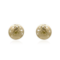 Round Hibiscus Gold Earrings