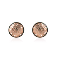 Round Hibiscus Pink Gold Enamel Earrings