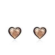 Hibiscus Heart Pink Gold Enamel Earrings