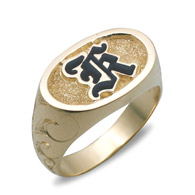 Mens Oval Initial Gold Ring