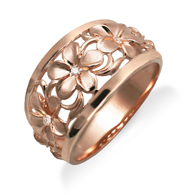 Queen Plumeria Dome Ring with Diamonds in Pink Gold