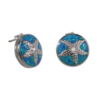Sand Dollar Blue Opal Earrings