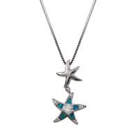 Two Starfish Blue Opal Pendant