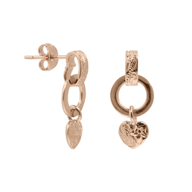 Kaeo Heart Silver with Pink Gold Finish Earrings