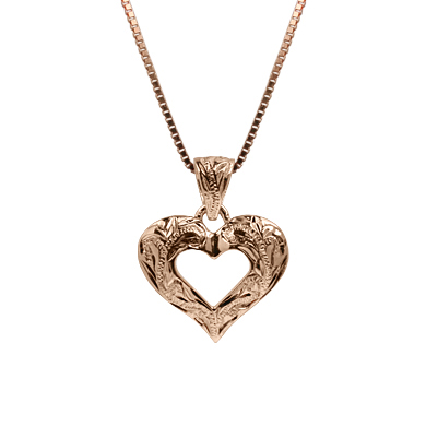 Hawaiian Heart Silver with Pink Gold Finish Pendant